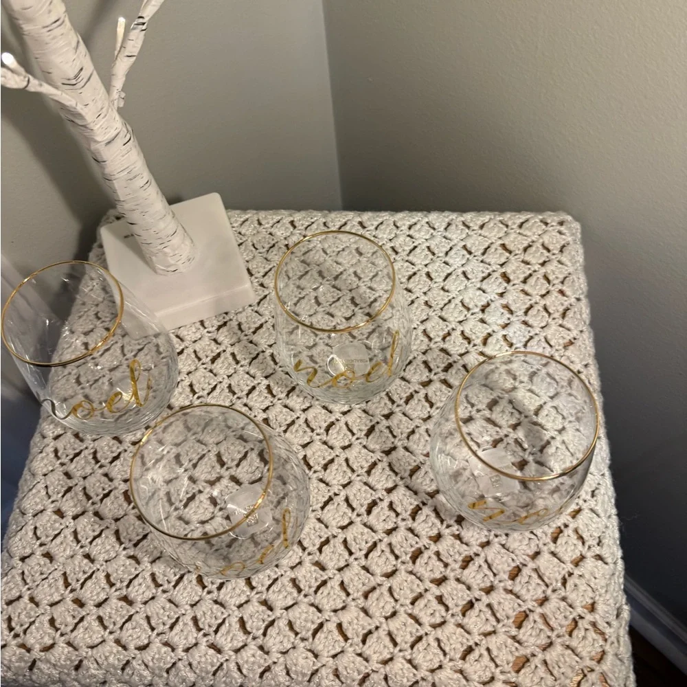 Set of 4 Gold Noel Glass by Mary Square